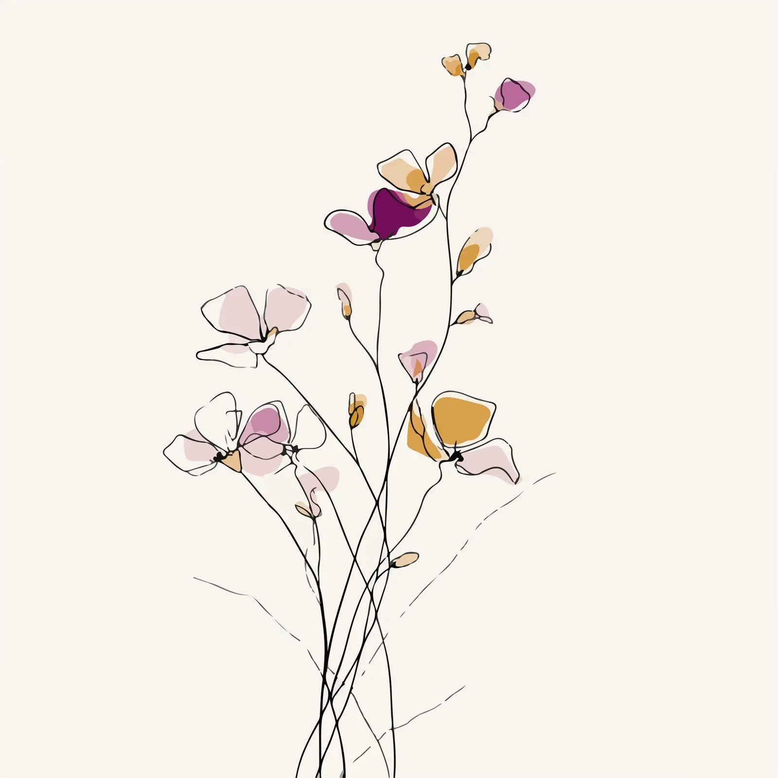 Elegant Wildflower Line Art Illustration — free download from Dotvec