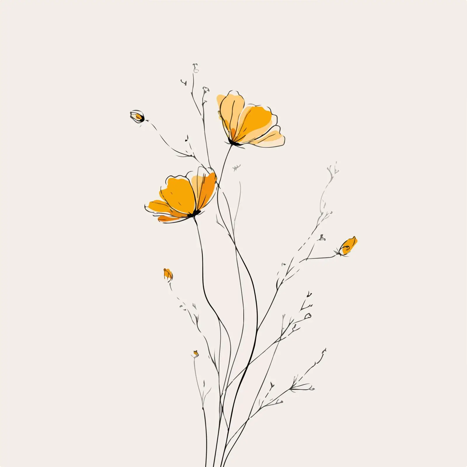 Elegant Wildflower Line Art Illustration — free download from Dotvec