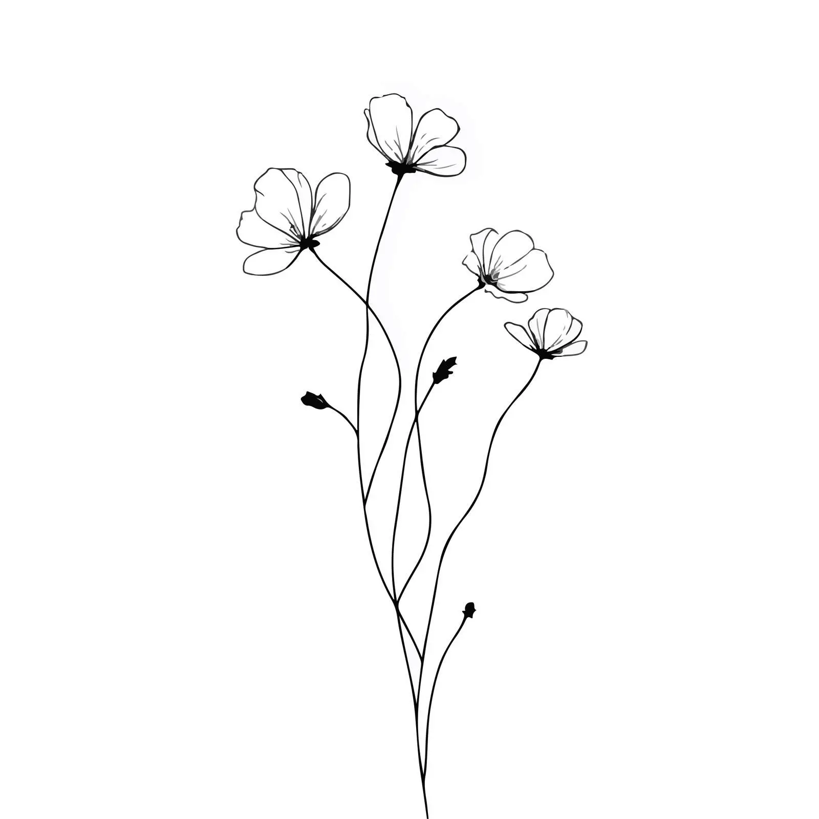Minimal Wildflower Line Art – free nuo image from Dotvec
