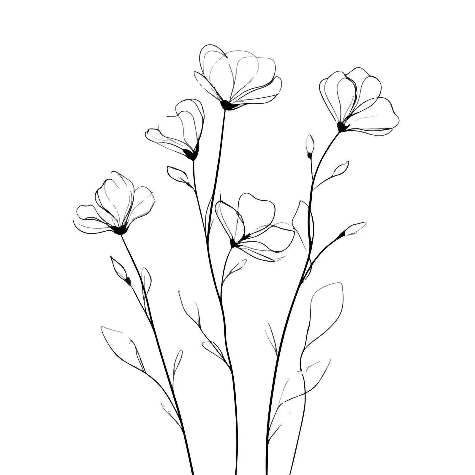 Elegant Wildflower Line Art Illustration — free download from Dotvec