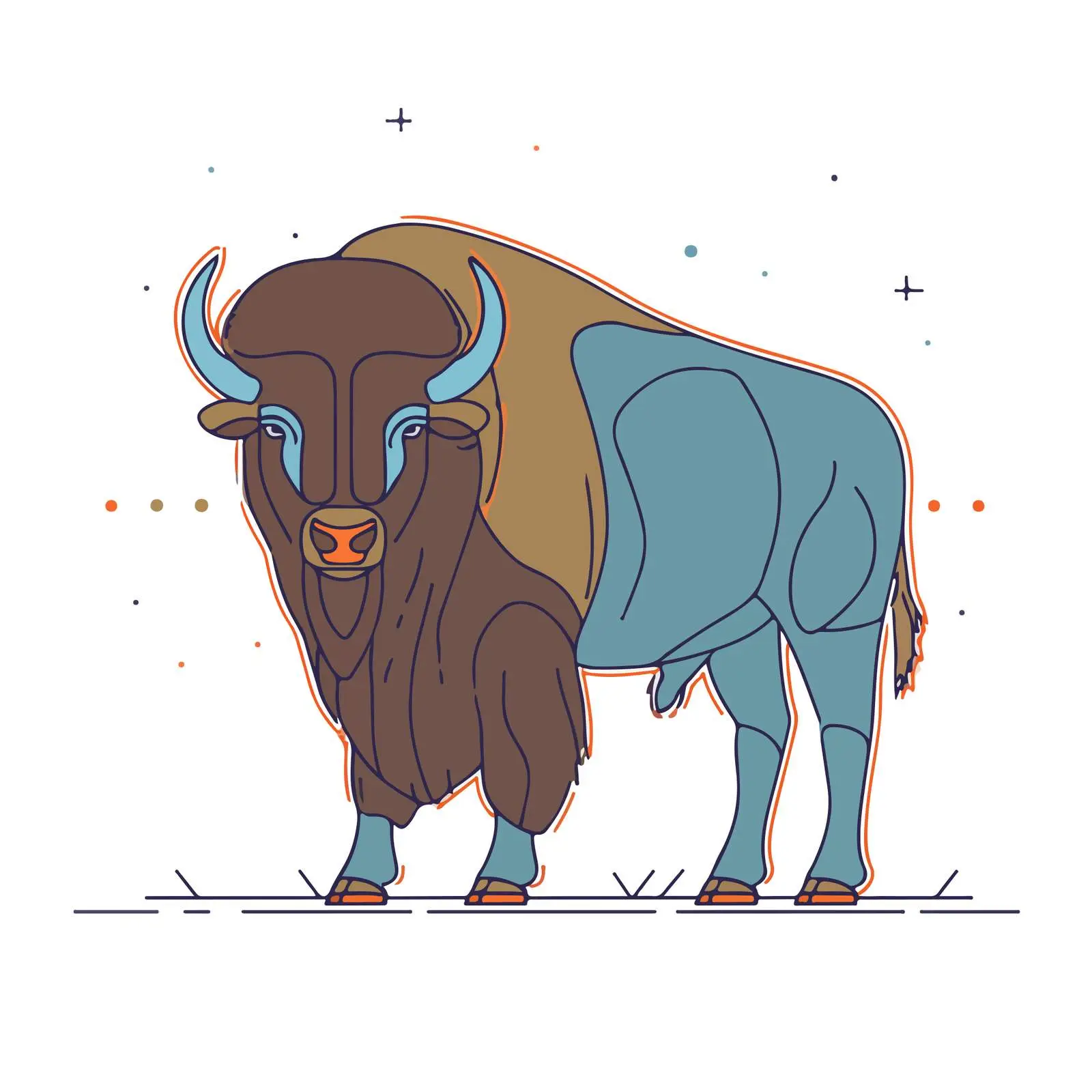 Buffalo Minimal Line Art Vector Illustration — free download from Dotvec