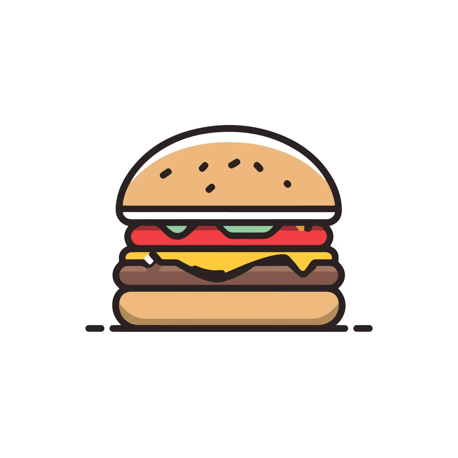 Burger Meal Line Art Vector Illustration — free download from Dotvec