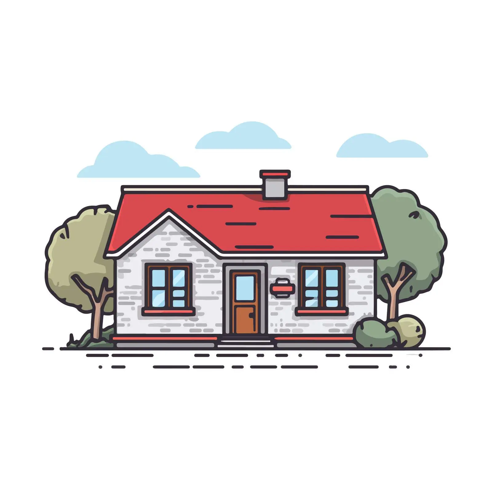Modern Cottage Line Art Design — free download from Dotvec