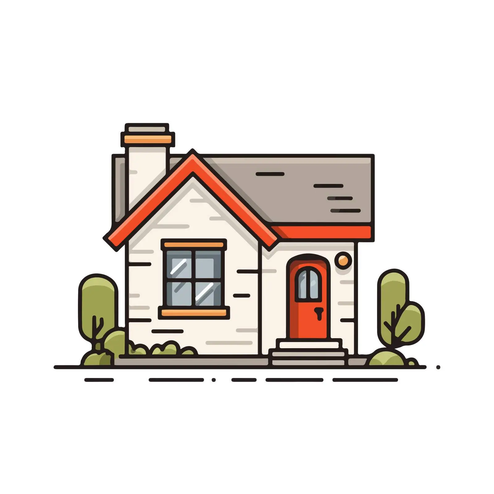 Minimal Cottage Line Art Vector Illustration — free download from Dotvec