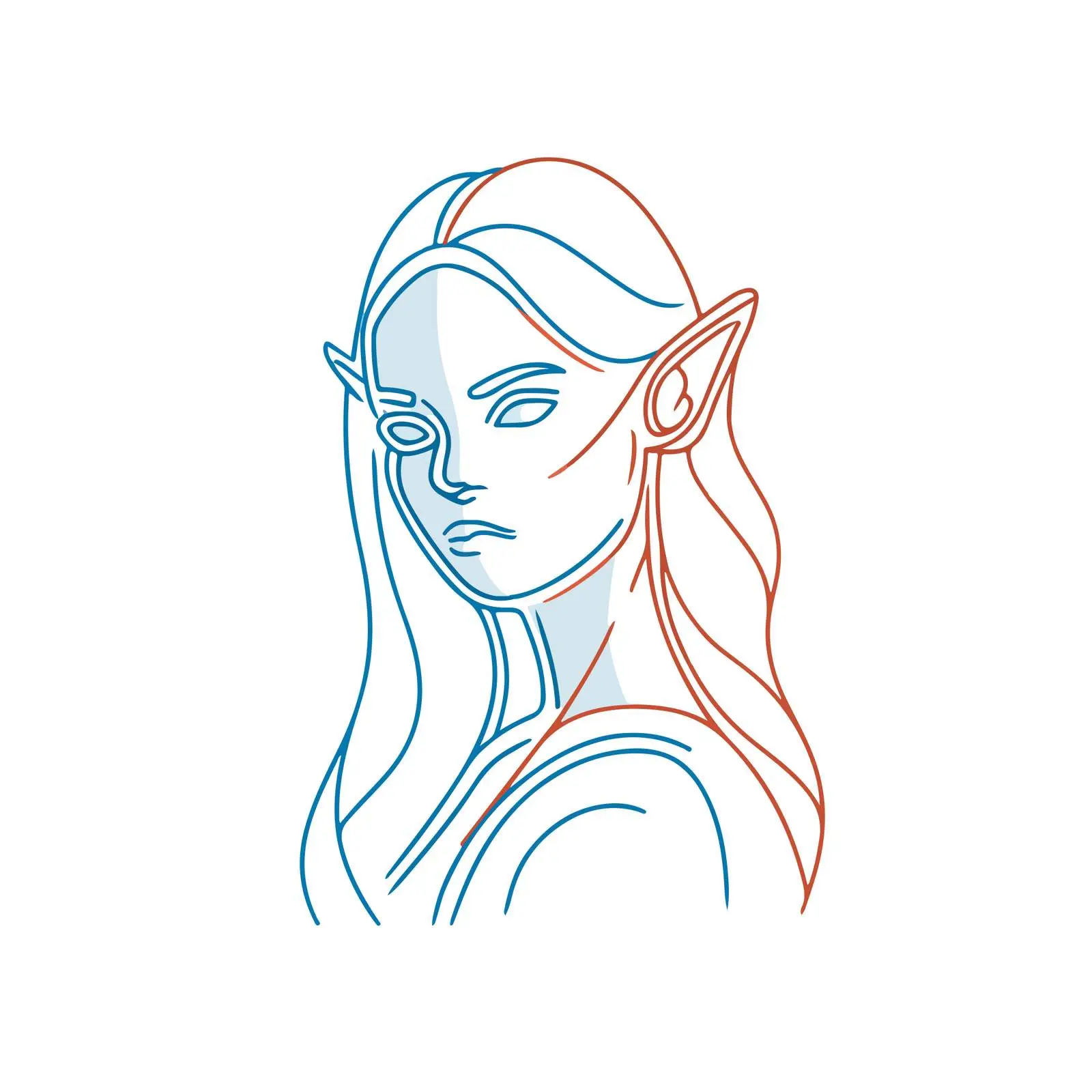 Elegant Elf Line Art — free download from Dotvec