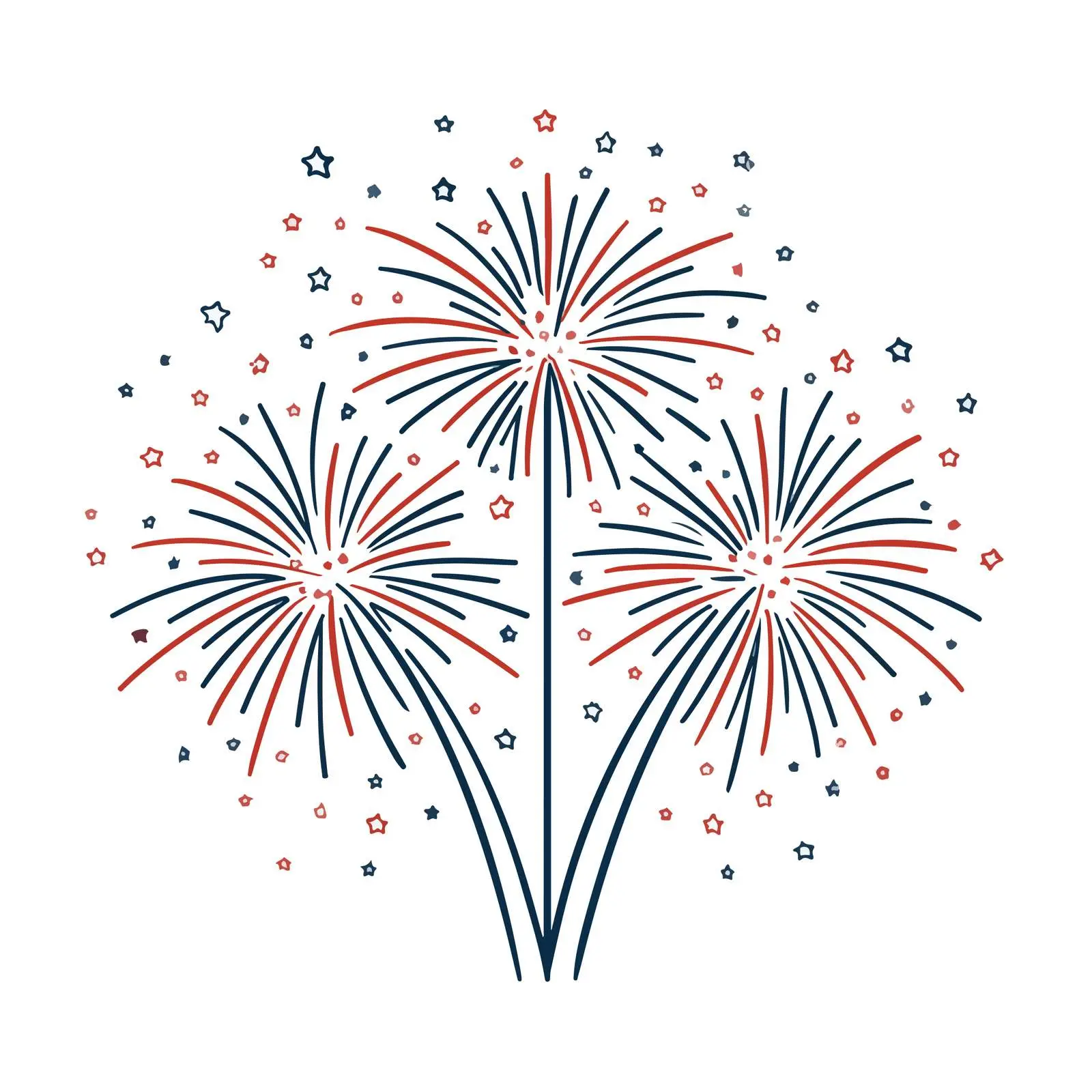 Independence Day Fireworks Line Art — free download from Dotvec