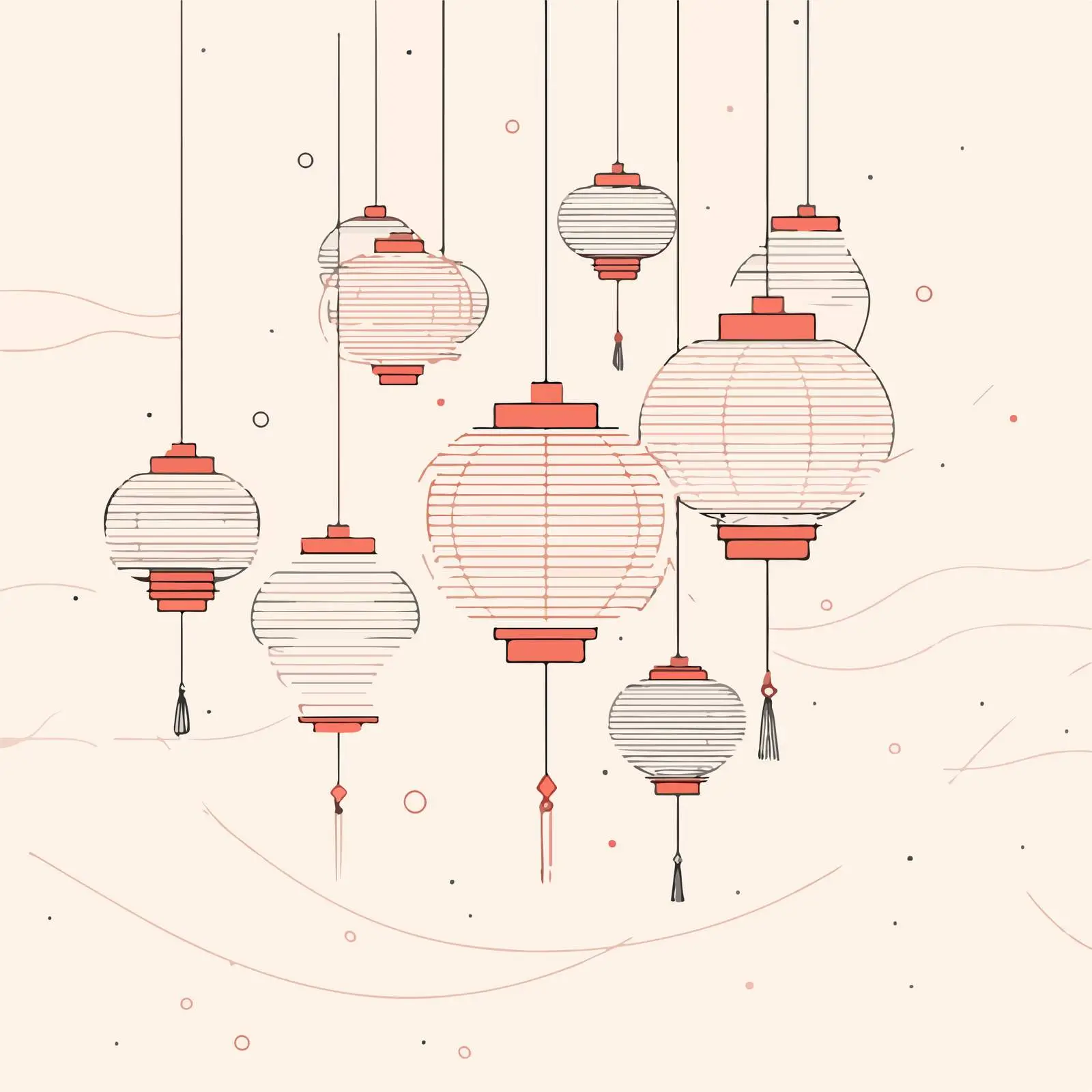 Lantern Festival Line Art Illustration — free download from Dotvec