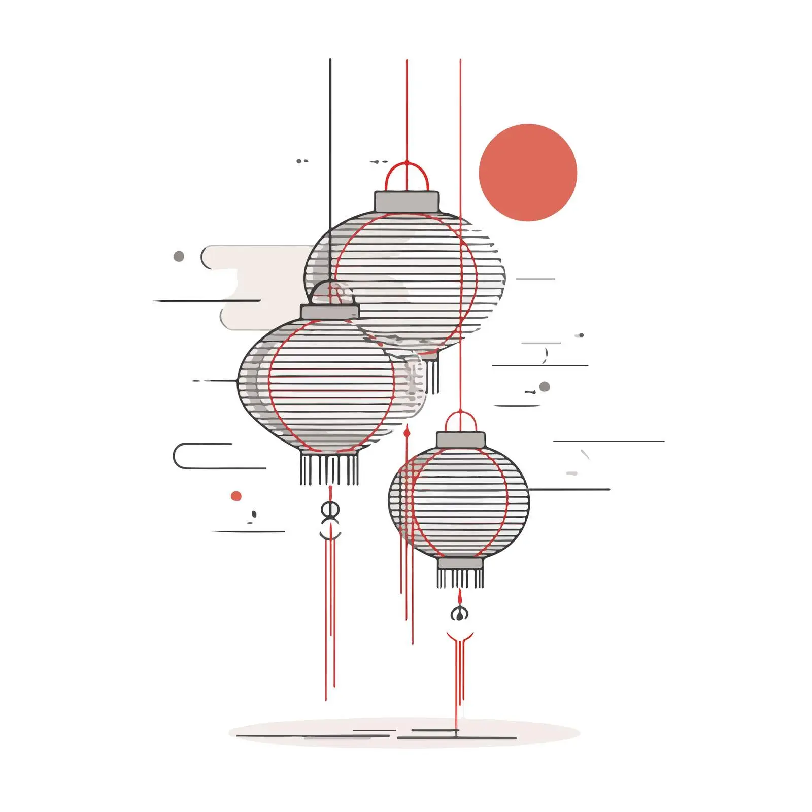 Lantern Festival Line Art Vector — free download from Dotvec
