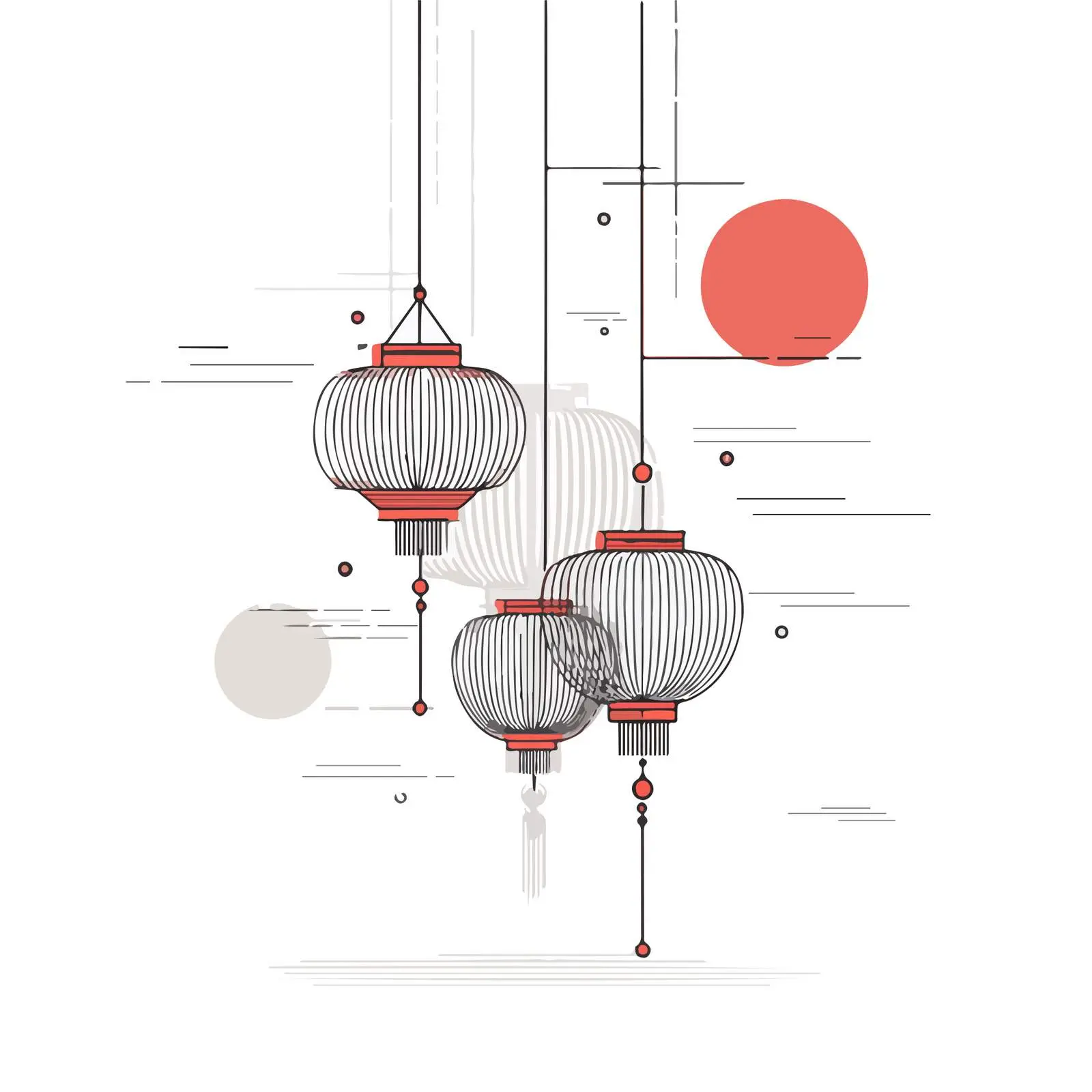 Lantern Festival Line Art Illustration — free download from Dotvec