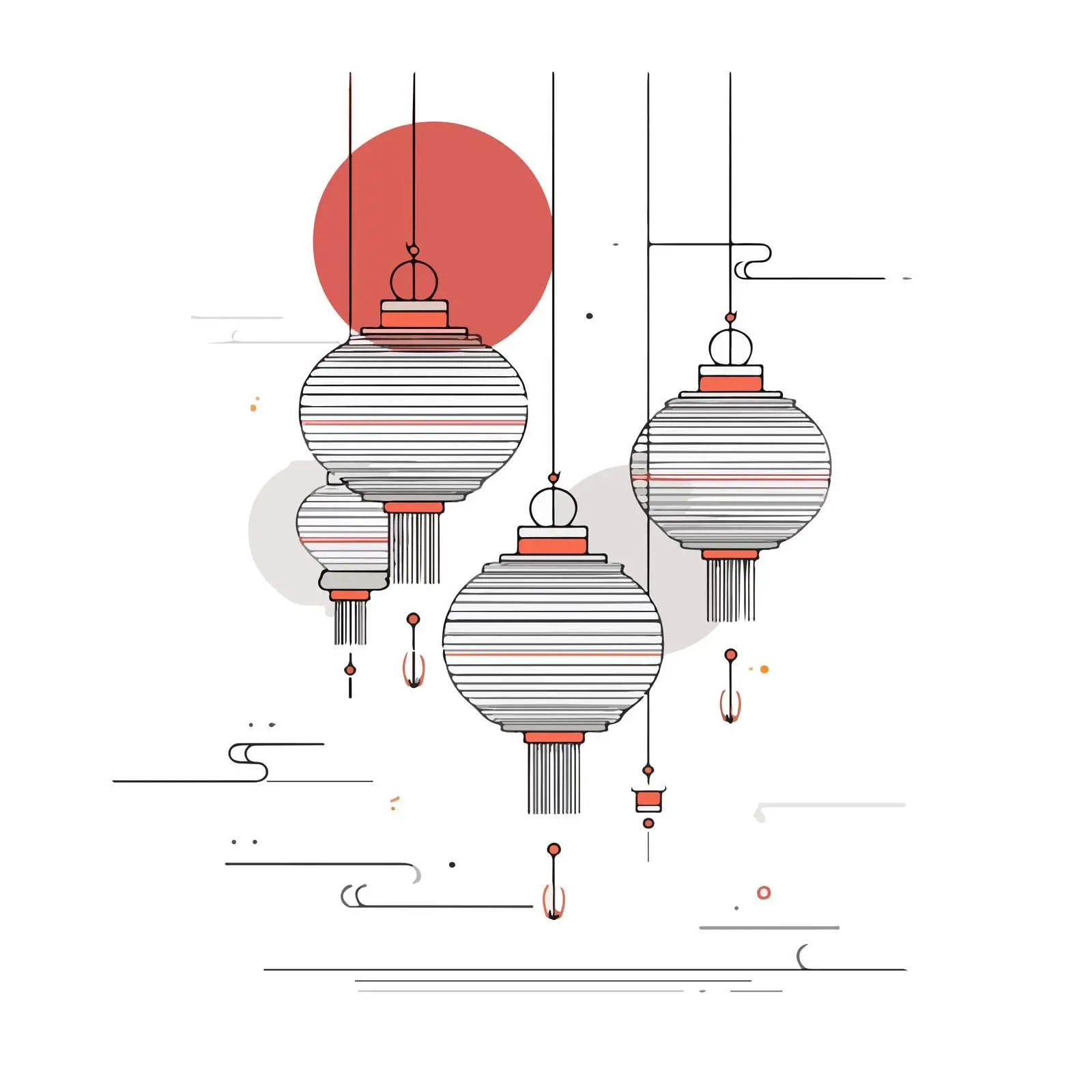 Lantern Festival Line Art Vector Illustration — free download from Dotvec