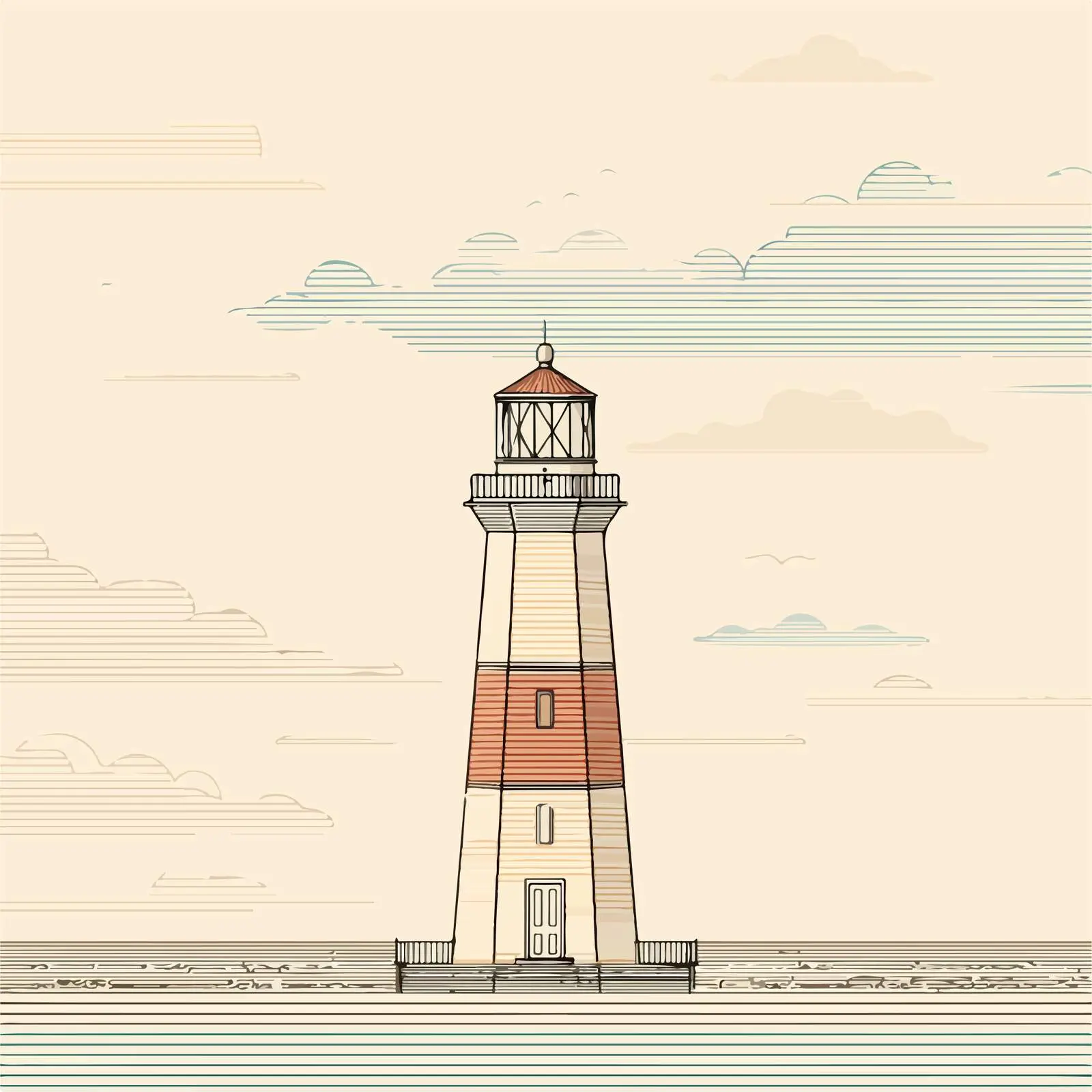 Minimal Lighthouse Line Art Vector Illustration — free download from Dotvec