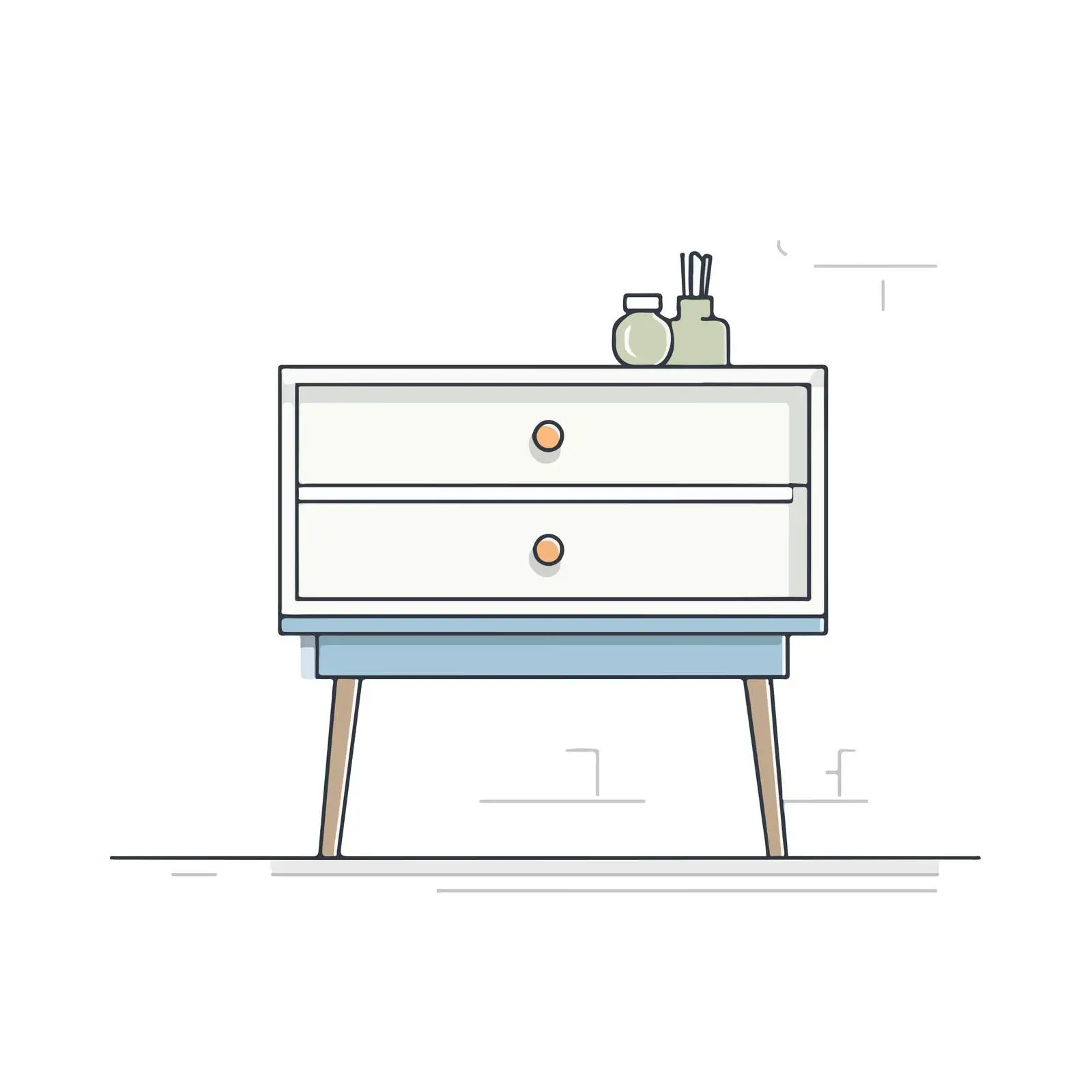 Modern Nightstand Line Art Illustration — free download from Dotvec