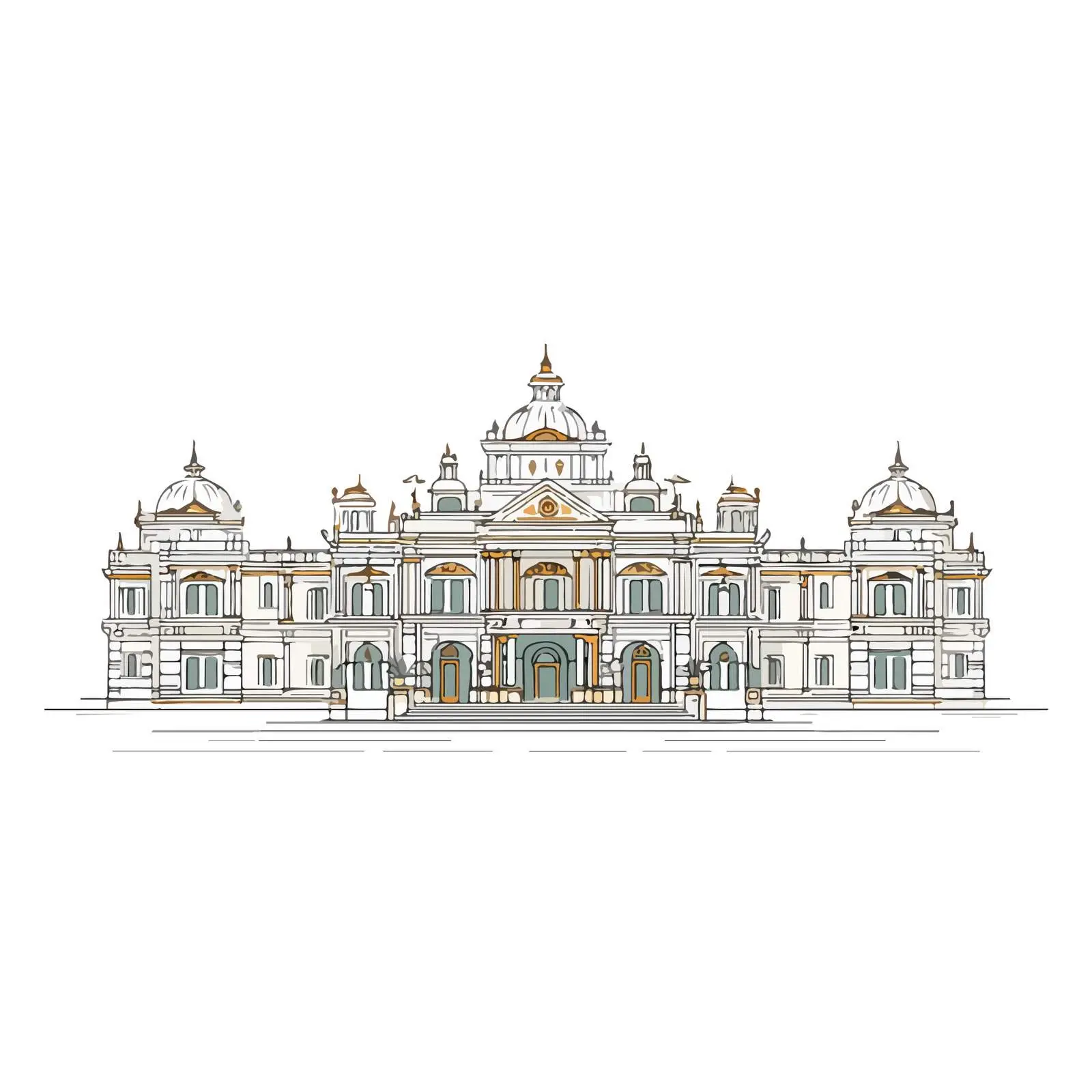 Minimal Palace Line Art Illustration — free download from Dotvec