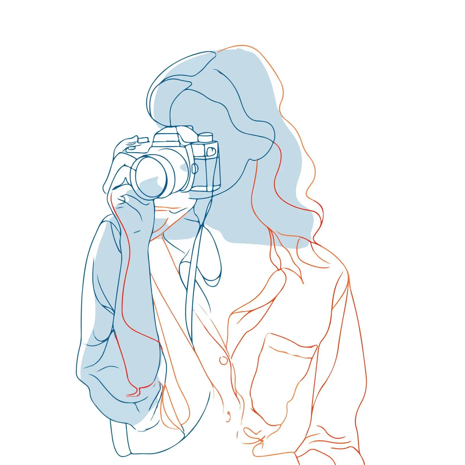Modern Photographer Line Art Vector Illustration — free download from Dotvec