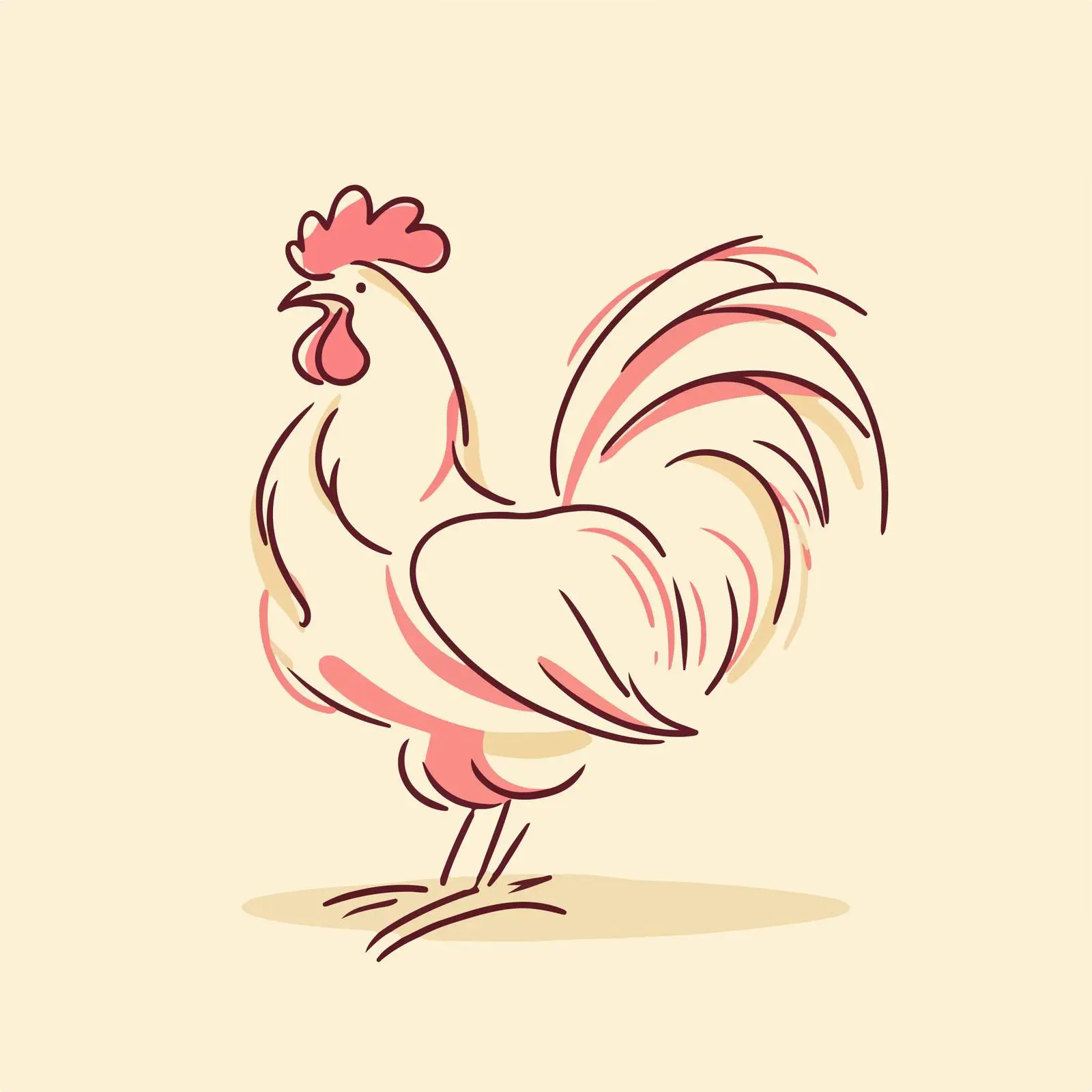 Rooster Line Art Vector Illustration — free download from Dotvec