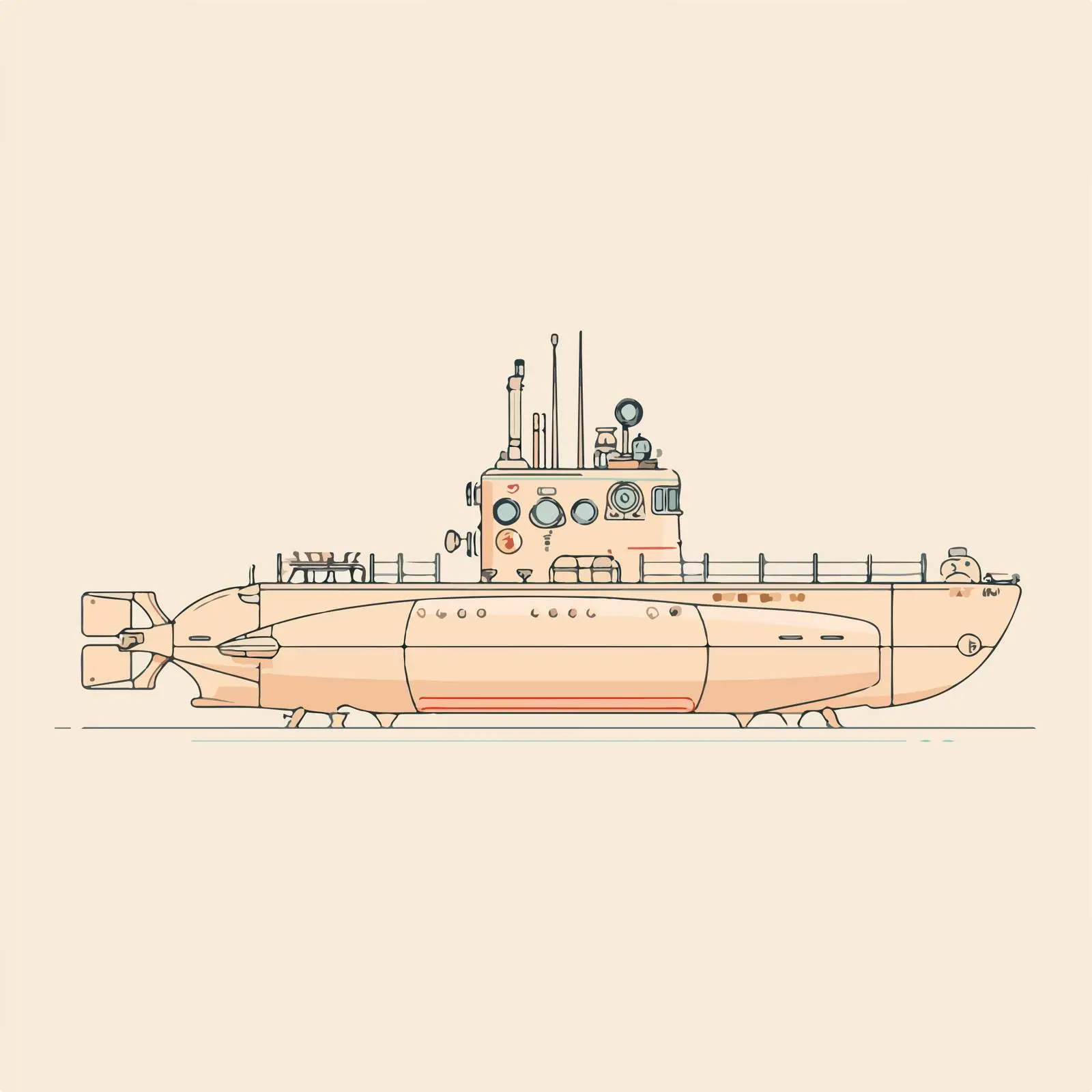 Submarine Line Art Design — free download from Dotvec