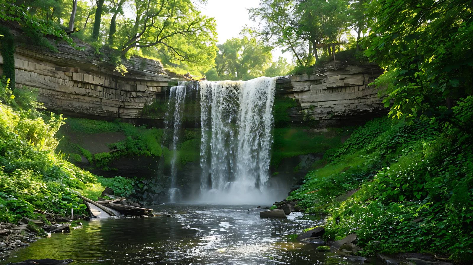 Tranquil Minnehaha Falls in Minneapolis, Minnesota — free download from Dotvec