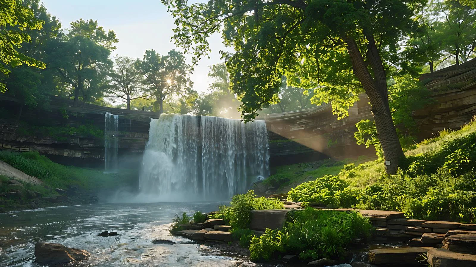 Tranquil Minnehaha Falls in Minneapolis, Minnesota — free download from Dotvec