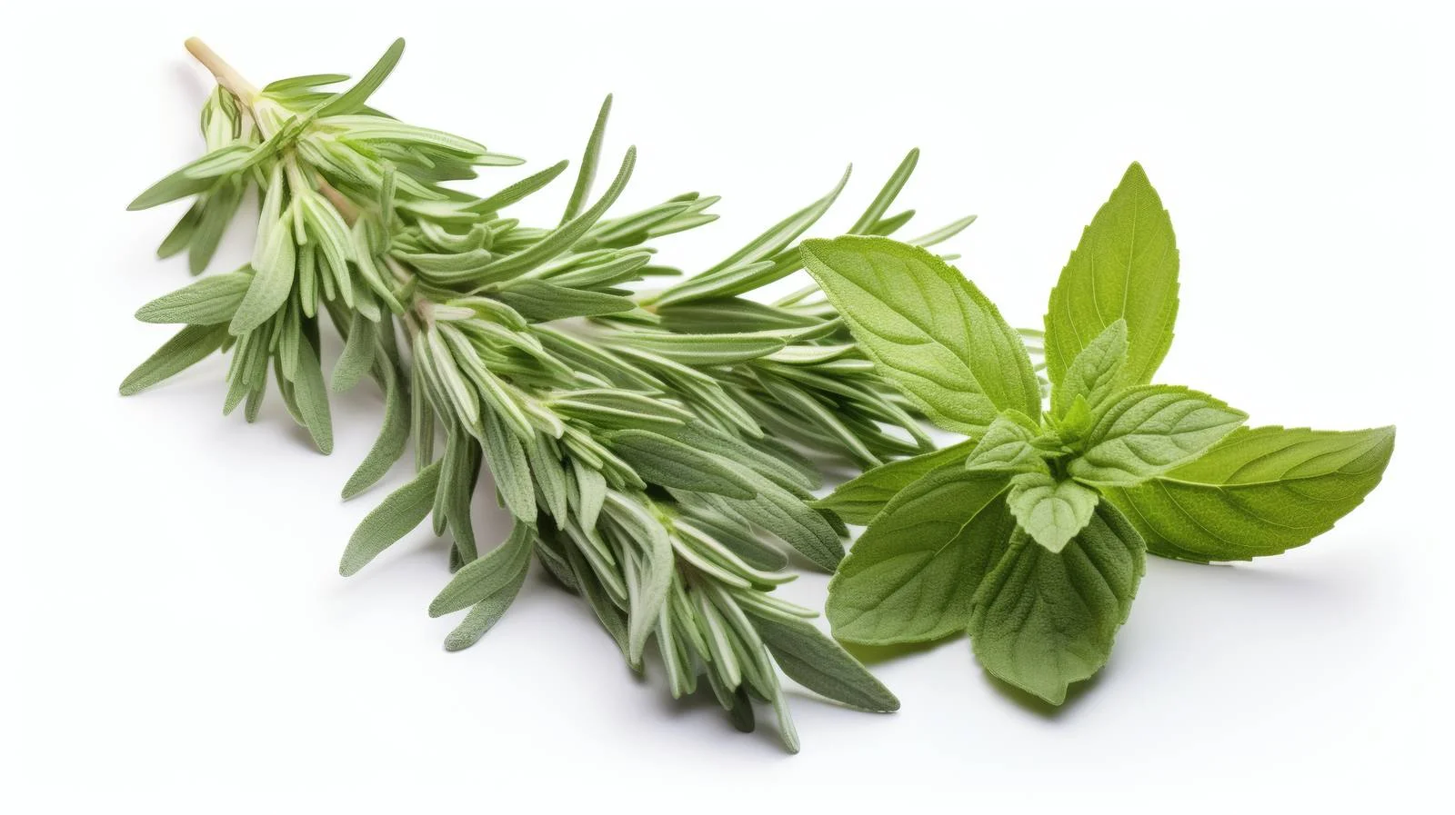 Fresh mint and rosemary leaves on white — free download from Dotvec