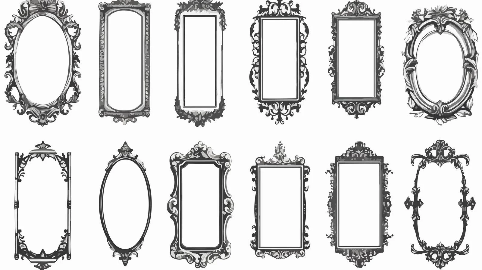 Vintage Mirror Frame Sketch Illustration — free download from Dotvec