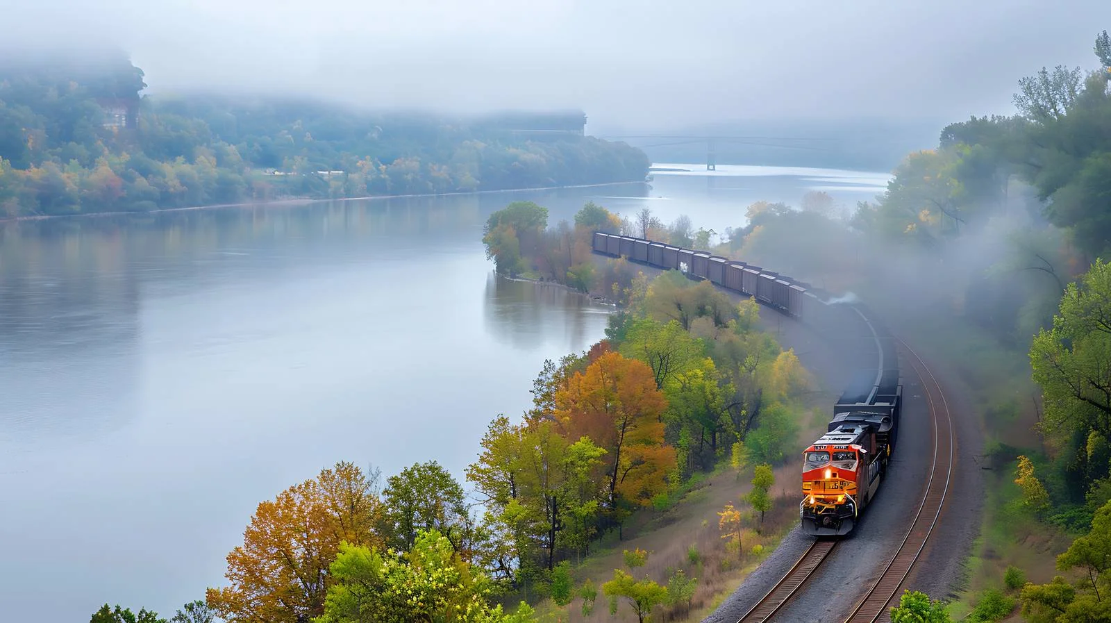 Scenic Mississippi River Train Curve View — free download from Dotvec