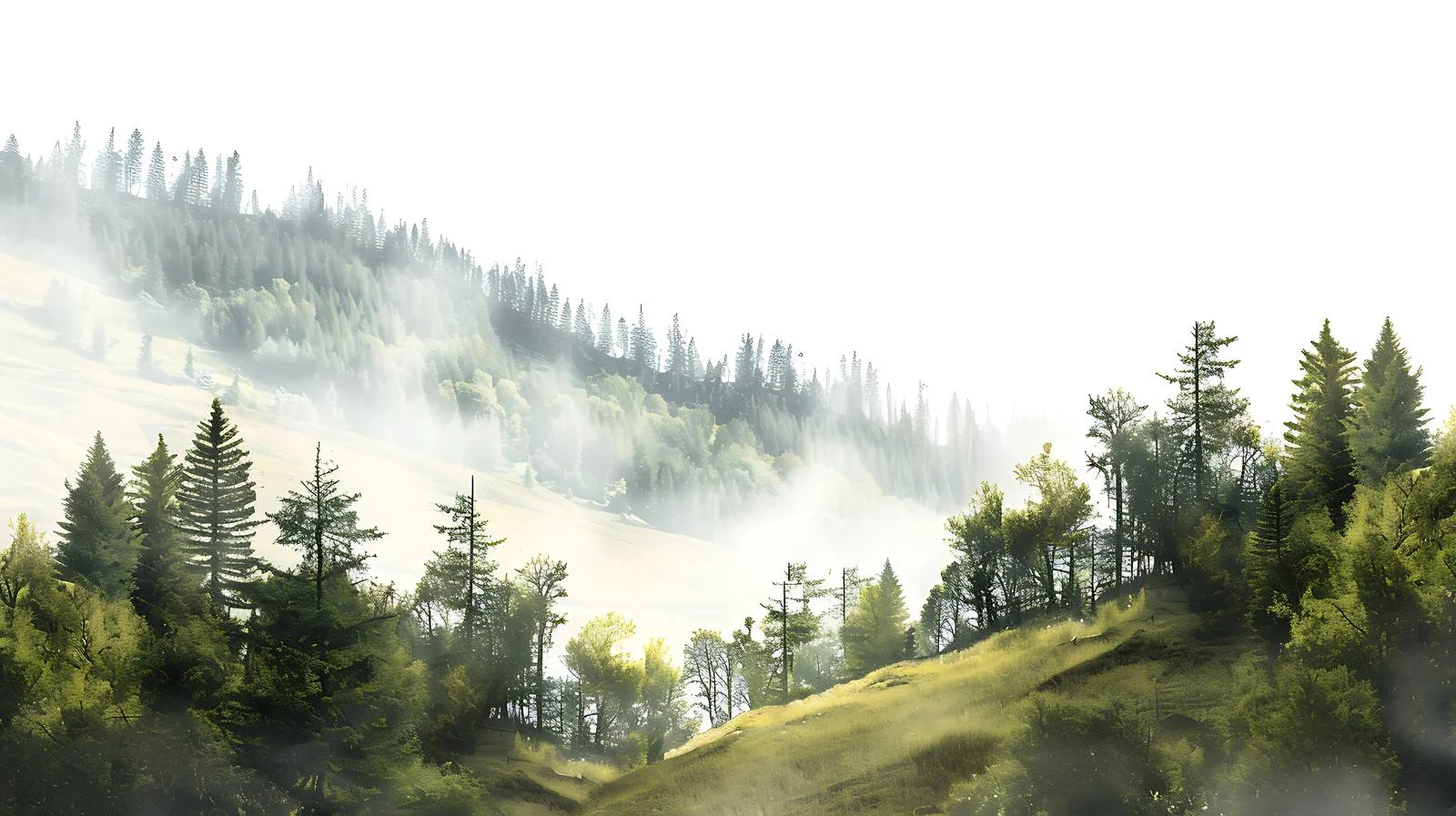 Serene Morning Glow on Forested Slope — free download from Dotvec
