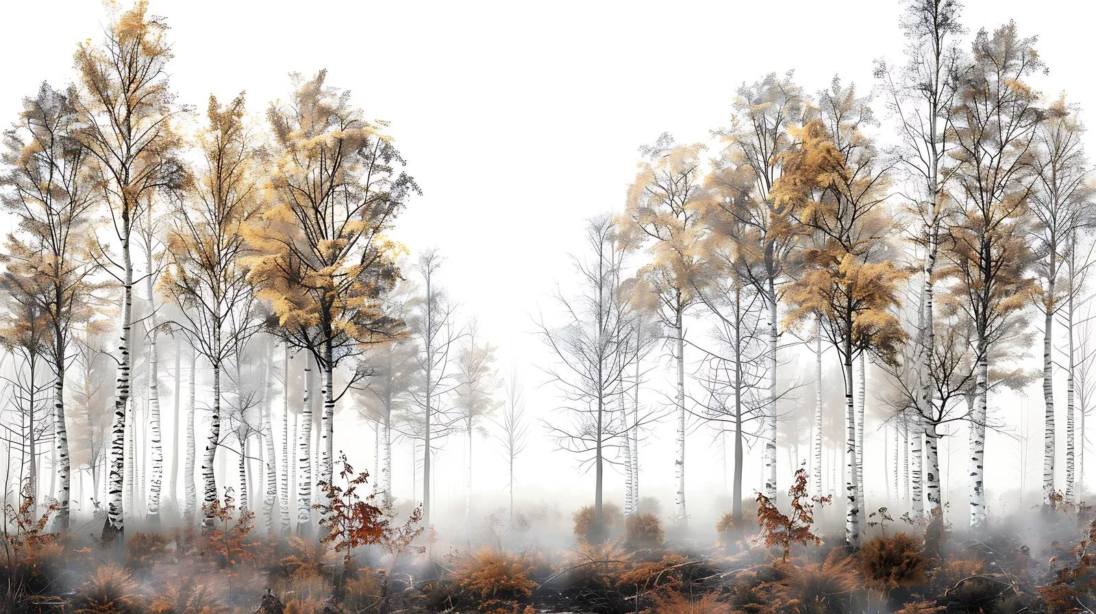 Serene Autumn Birch Forest in Misty Morning — free download from Dotvec