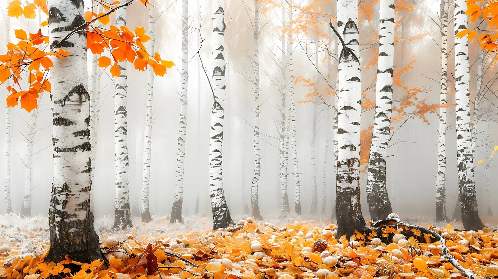Serene Autumn Birch Forest Morning Mist — free download from Dotvec
