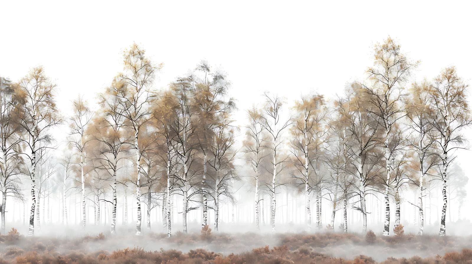Serene Birch Forest Morning Mist Scene — free download from Dotvec