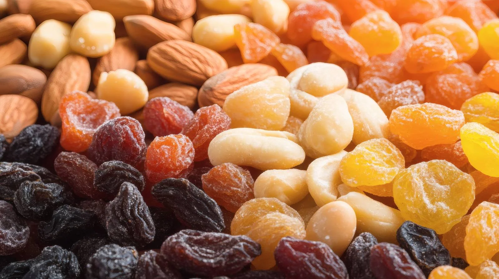 Assorted nuts and dried fruits on white — free download from Dotvec