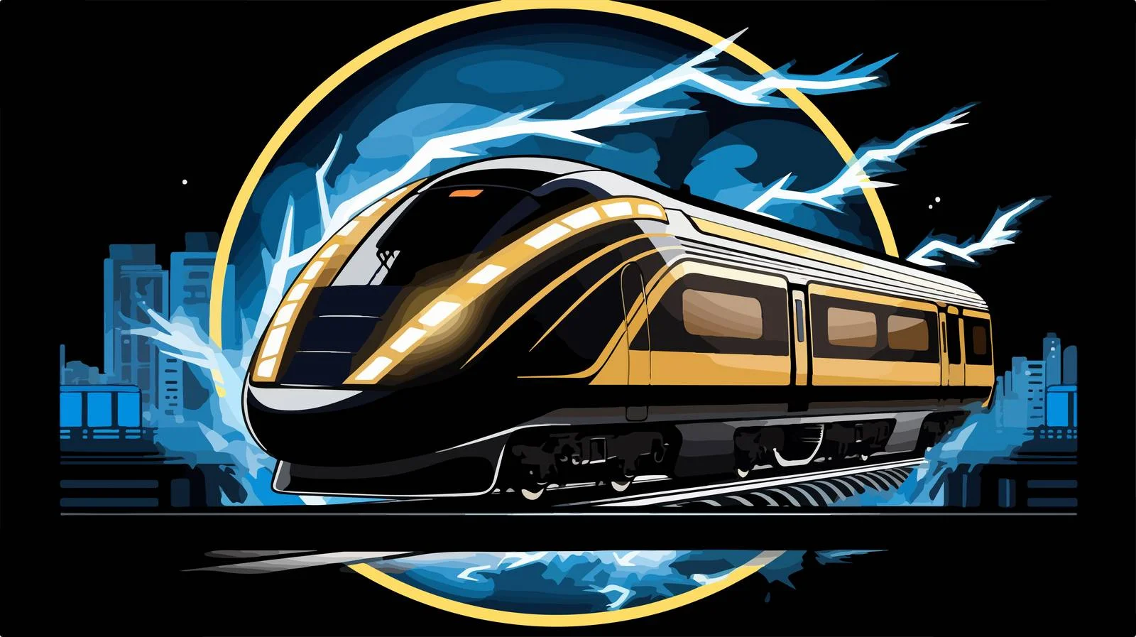 Electric Train on Rails Logo Image — free download from Dotvec