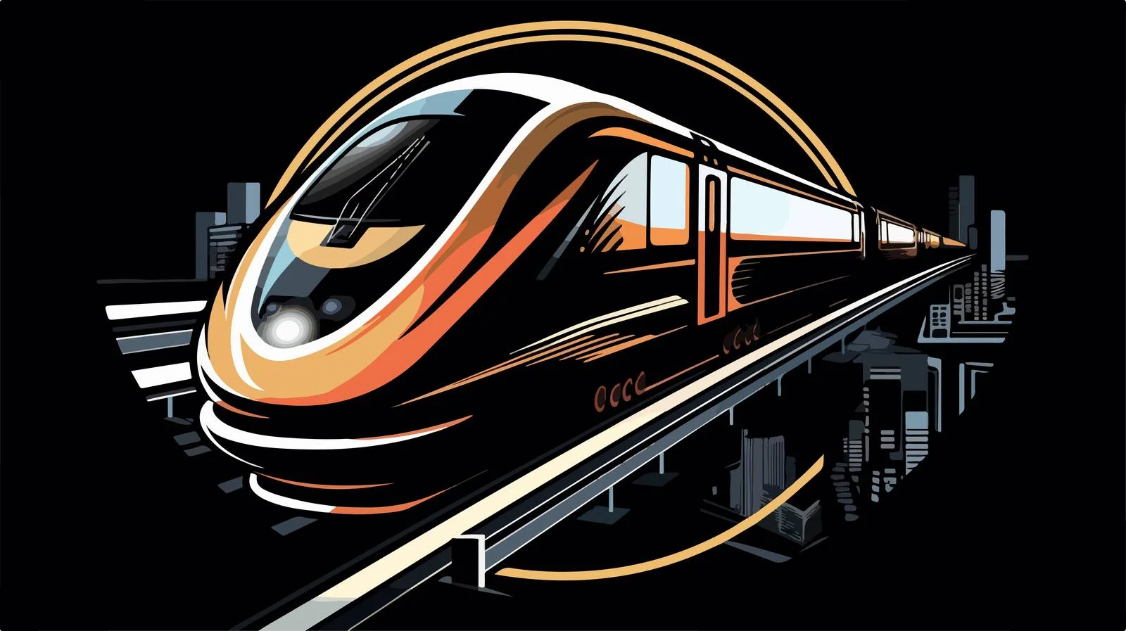 Electric Train Logo on Rails — free download from Dotvec