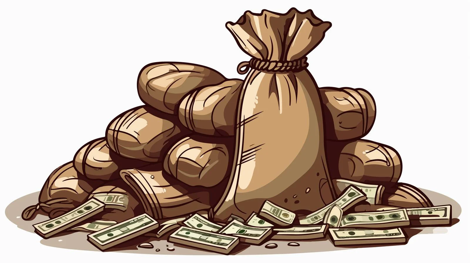 Finance Composition with Money Bags and Coins — free download from Dotvec