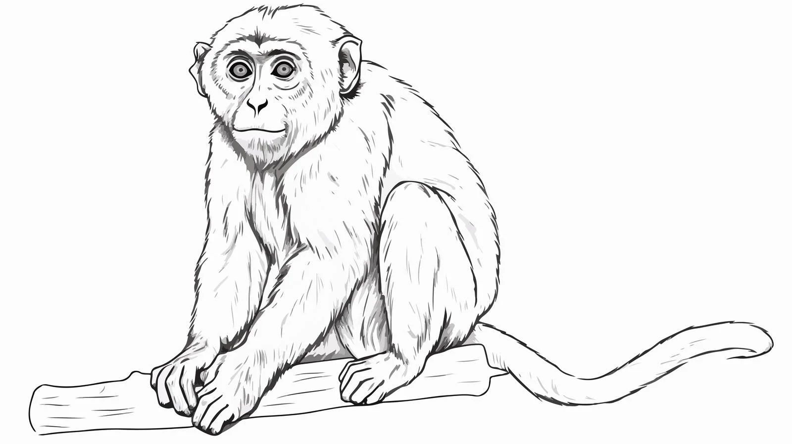 Hand-Drawn Monkey Sitting Doodle Sketch — free download from Dotvec