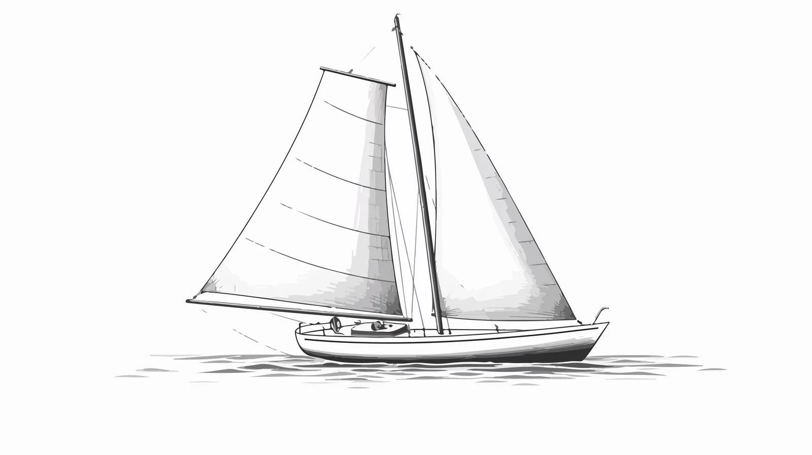 Monochrome Sailing Boat Isolated on White — free download from Dotvec