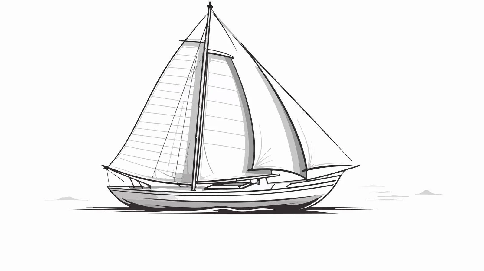 Monochrome Sailing Boat on White Background — free download from Dotvec