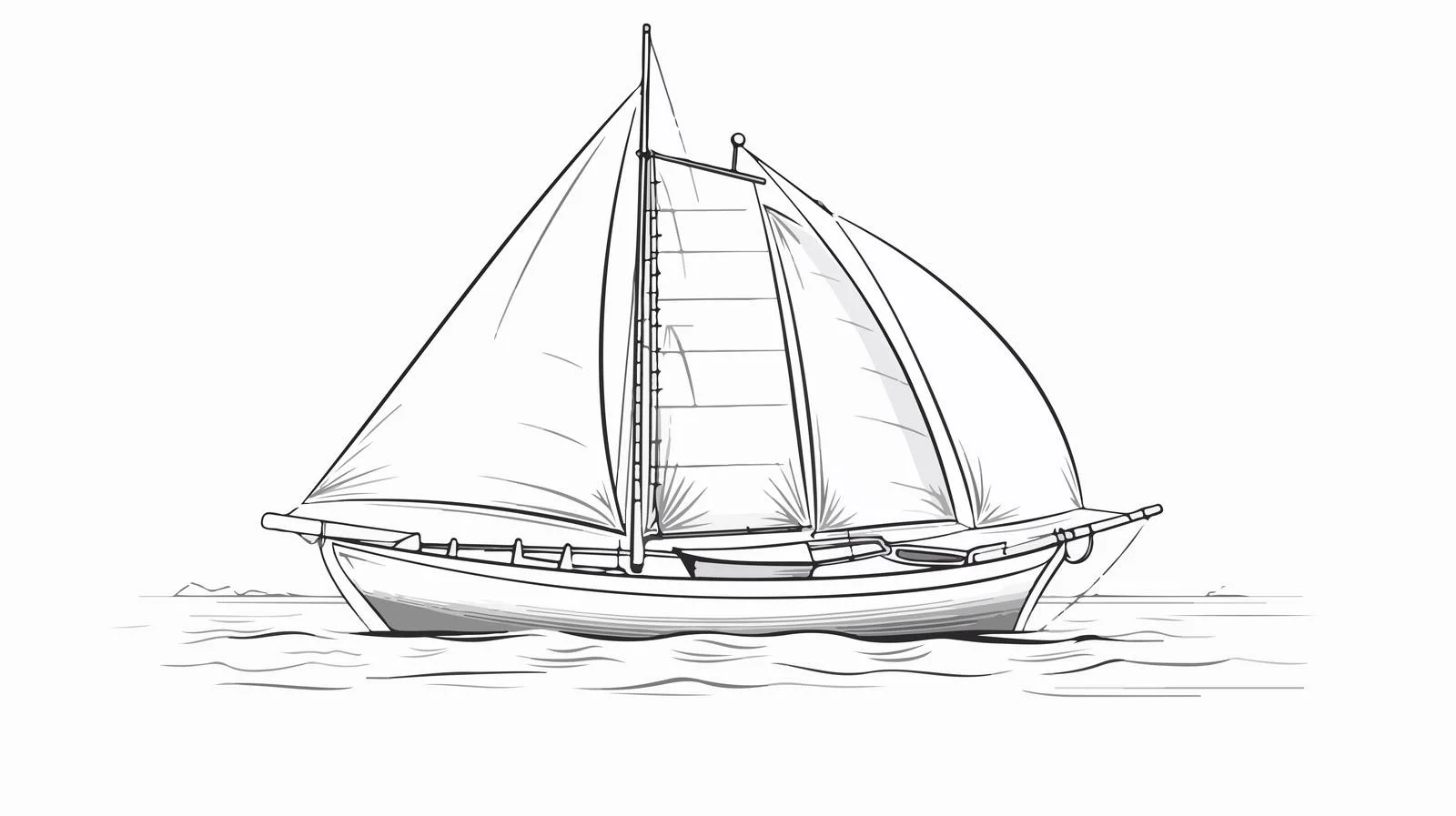 Monochrome Sailing Boat Isolated on White — free download from Dotvec