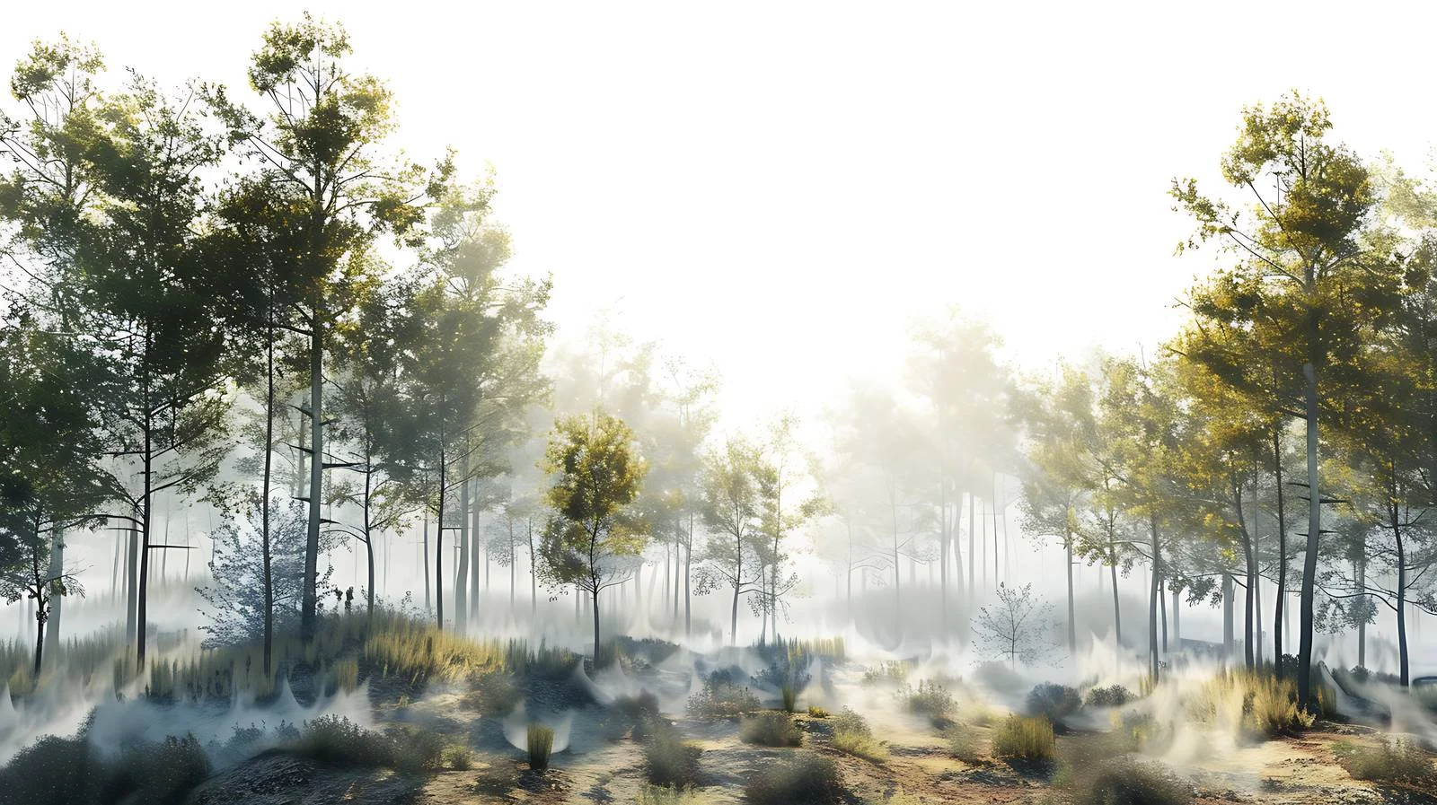 Serene Forest Morning on White Background — free download from Dotvec
