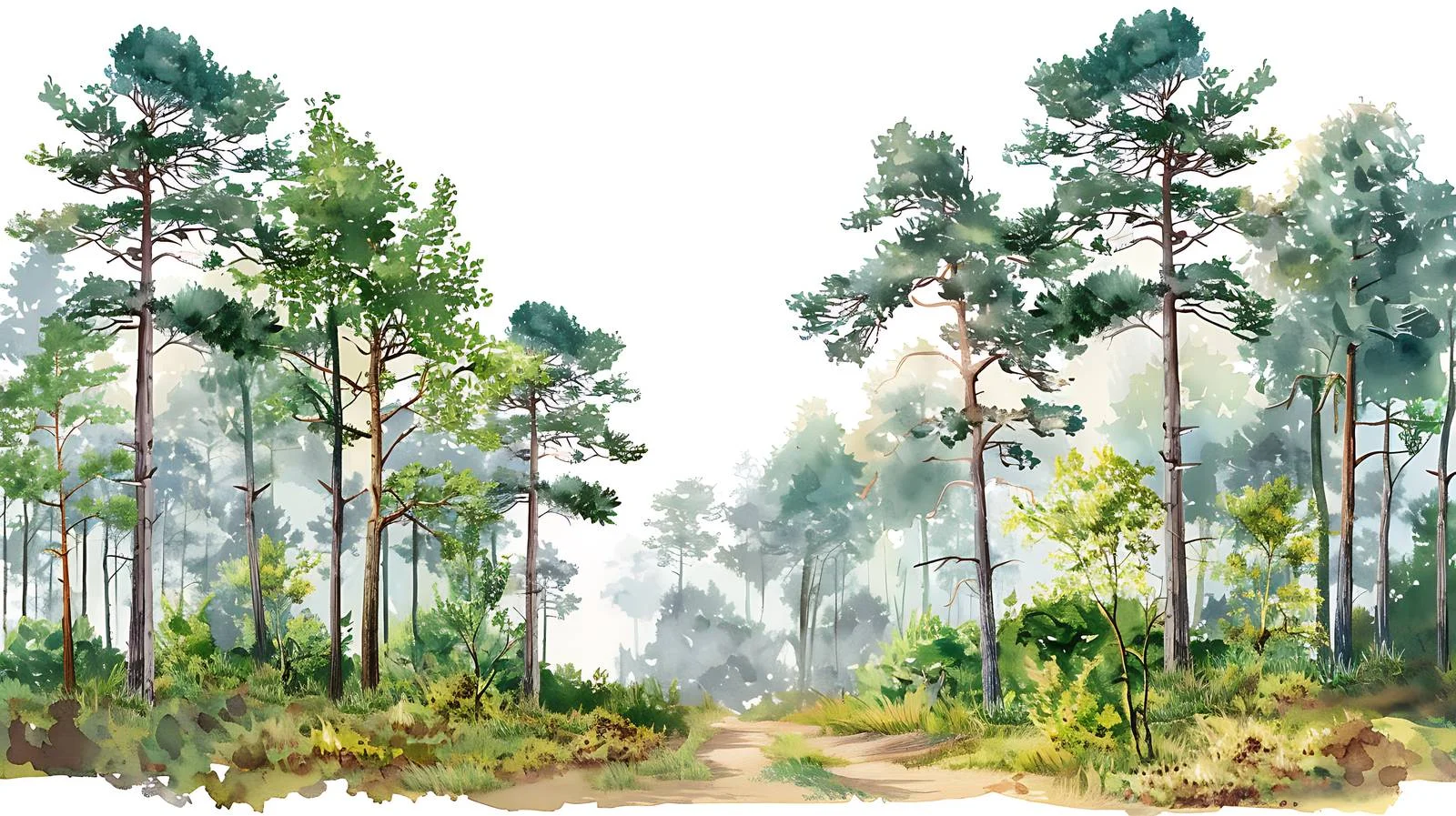 Serene Forest Morning on White Background — free download from Dotvec