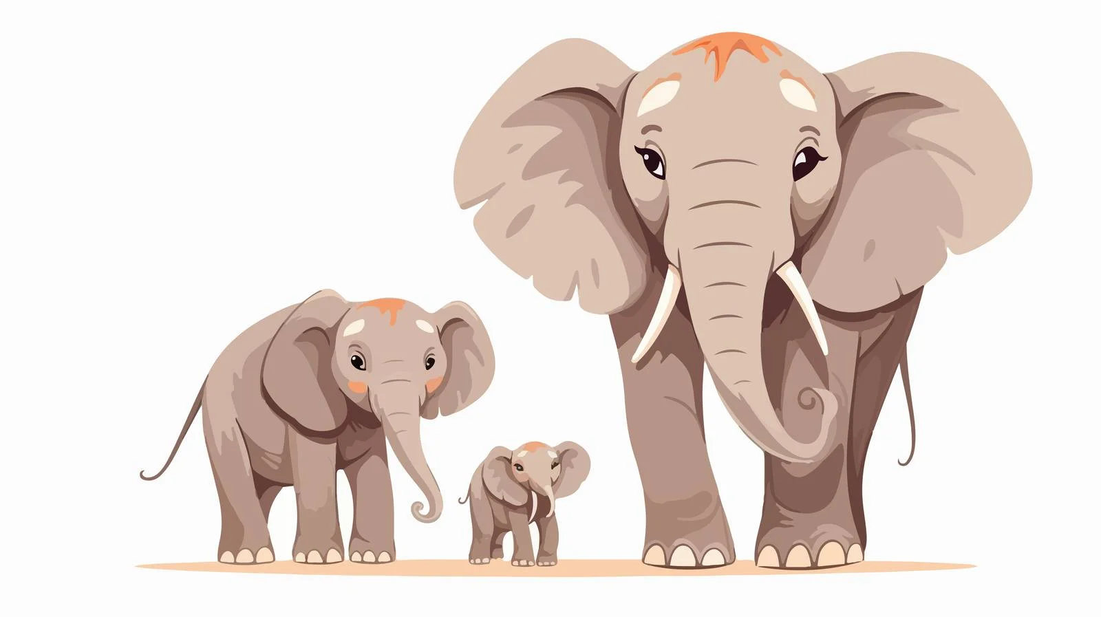 Elephant Family Walking Trunks Linked — free download from Dotvec