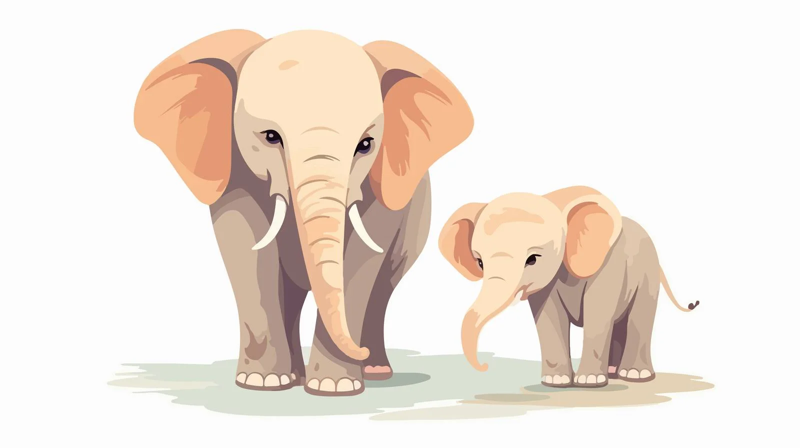 Elephant Family Walking Trunks Intertwined — free download from Dotvec