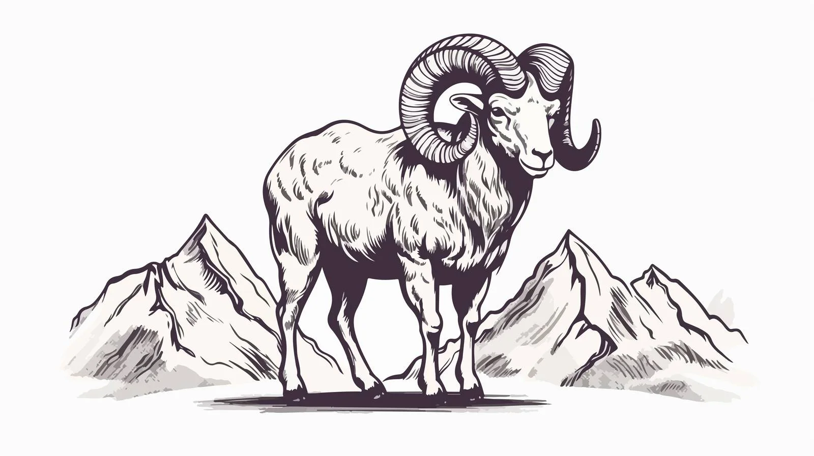 Hand-Drawn Mountain Ram Logo Vector Illustration — free download from Dotvec