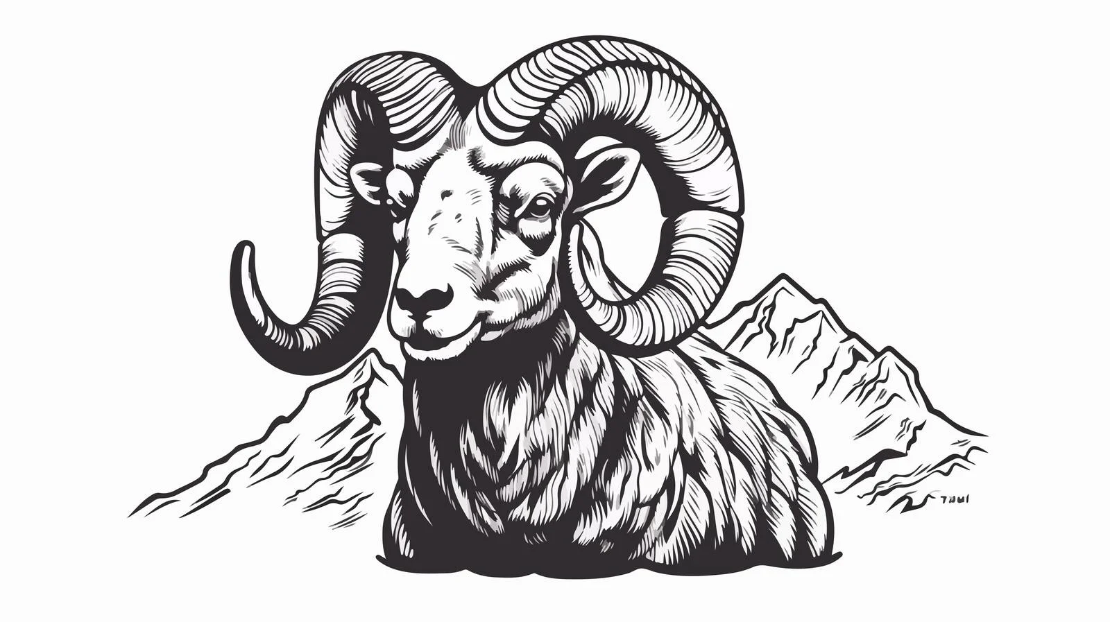 Mountain Ram Logo Sketch Illustration — free download from Dotvec