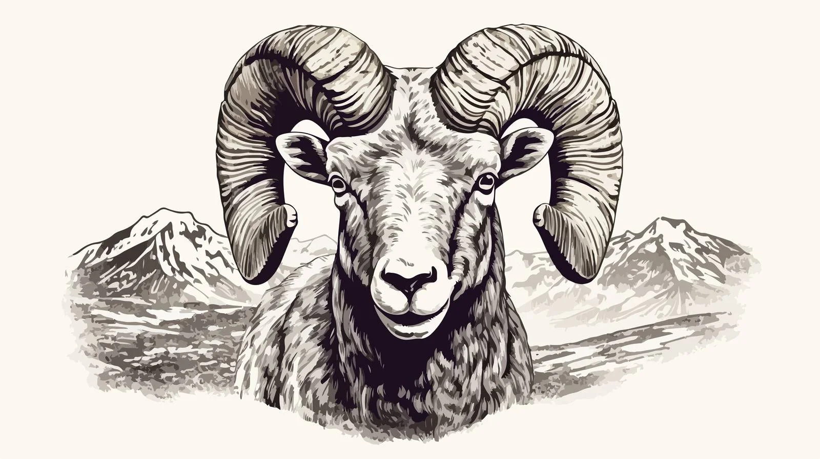 Mountain Sheep Sketch Illustration — free download from Dotvec