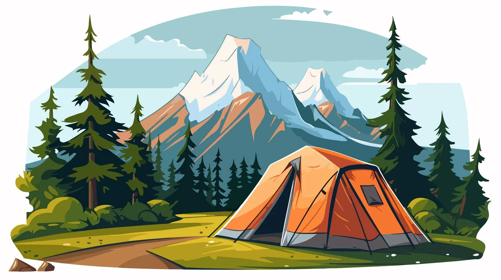 Hiking in Summer Mountains Vector Illustration — free download from Dotvec
