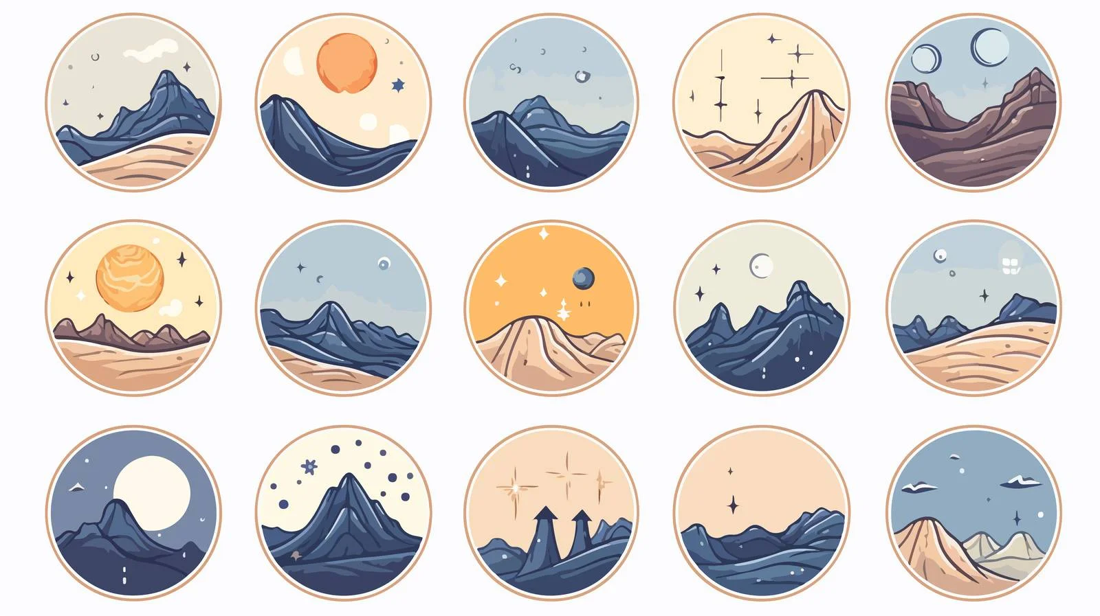 Celestial Circle Badge Design — free download from Dotvec