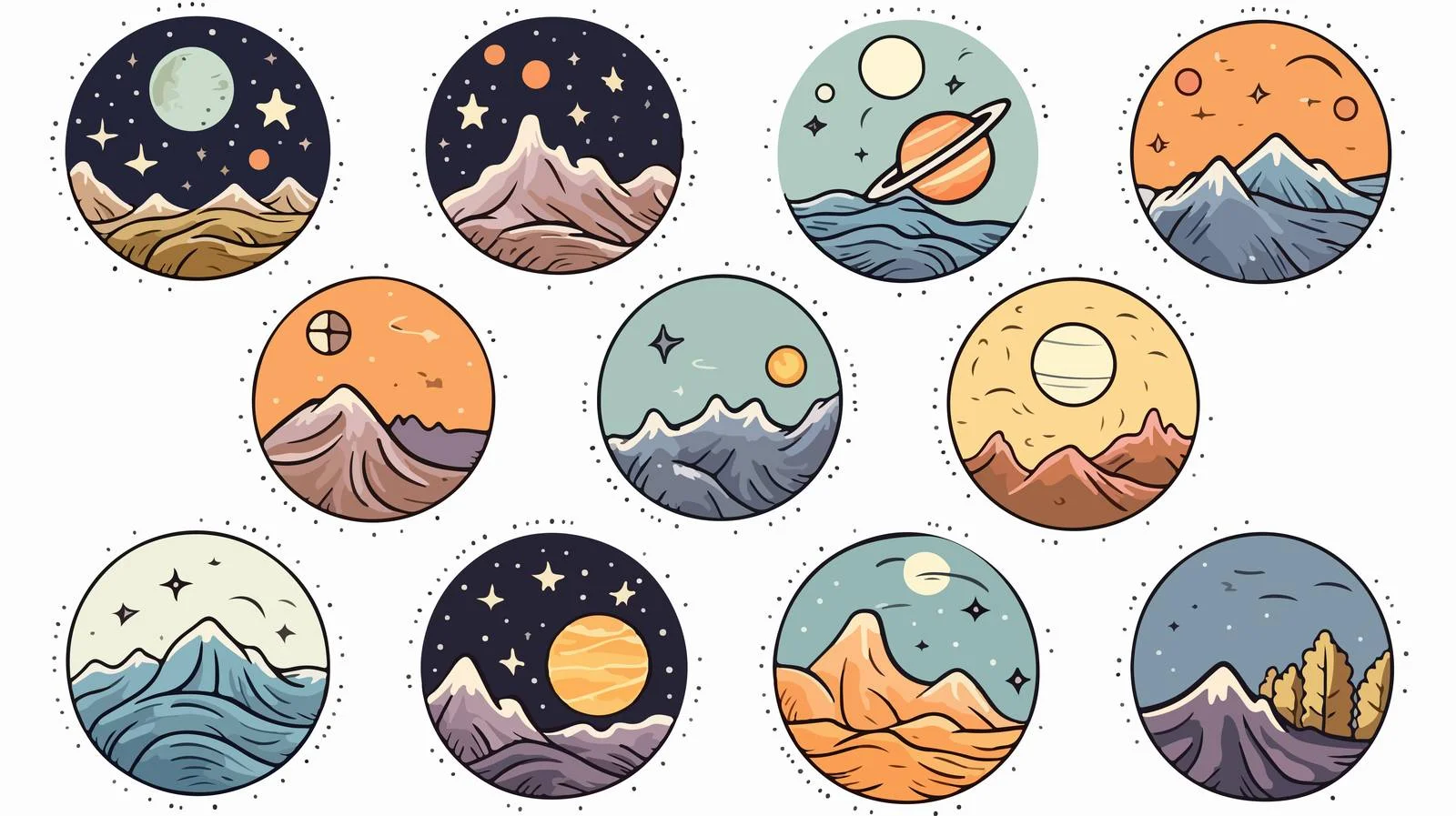 Celestial Circle Badge — free download from Dotvec