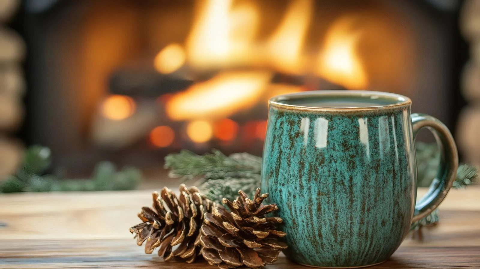 Cozy Mug by Fireplace with Warm Drink — free download from Dotvec