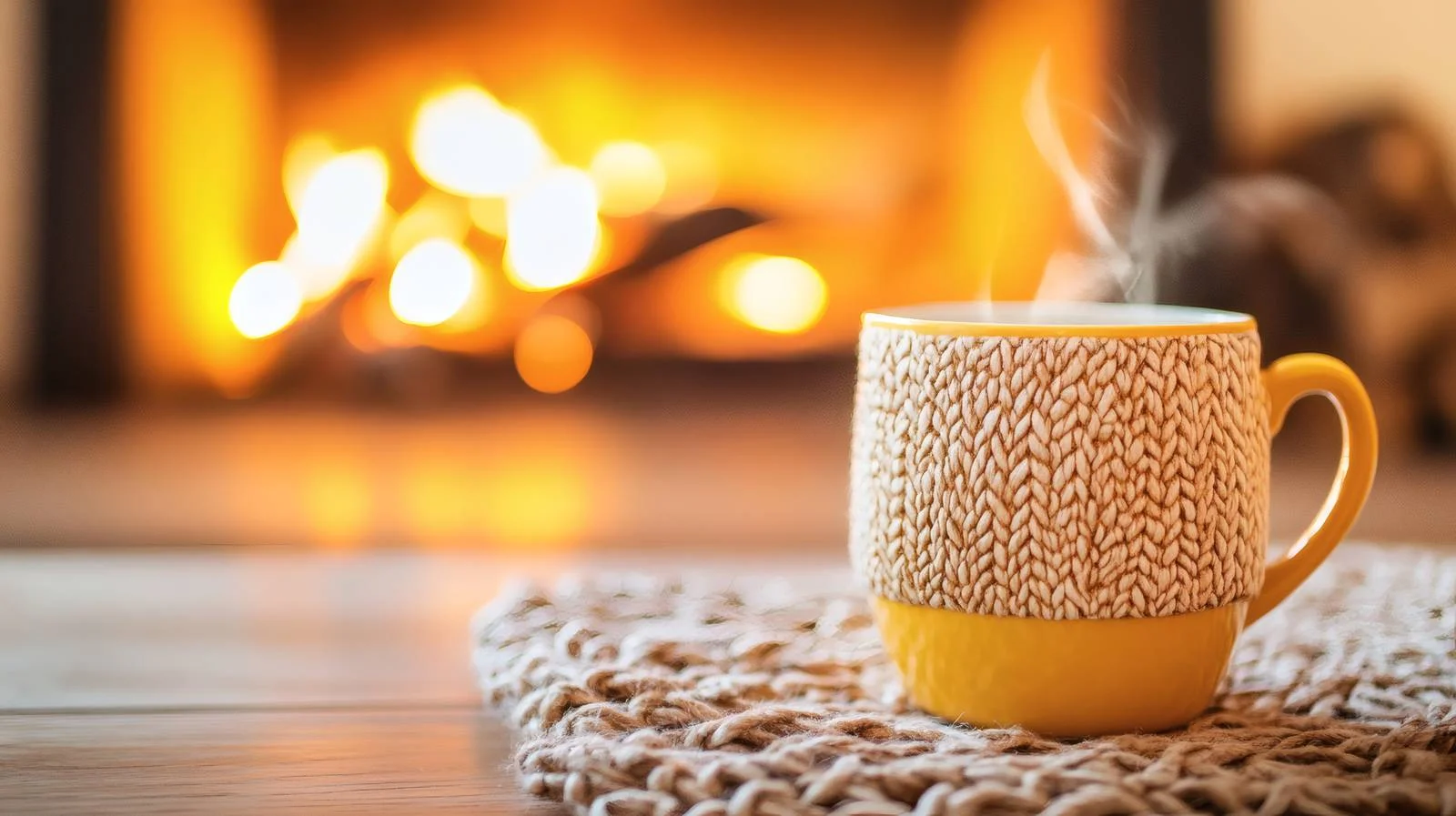 Cozy Hot Drink by Fireplace Setting — free download from Dotvec
