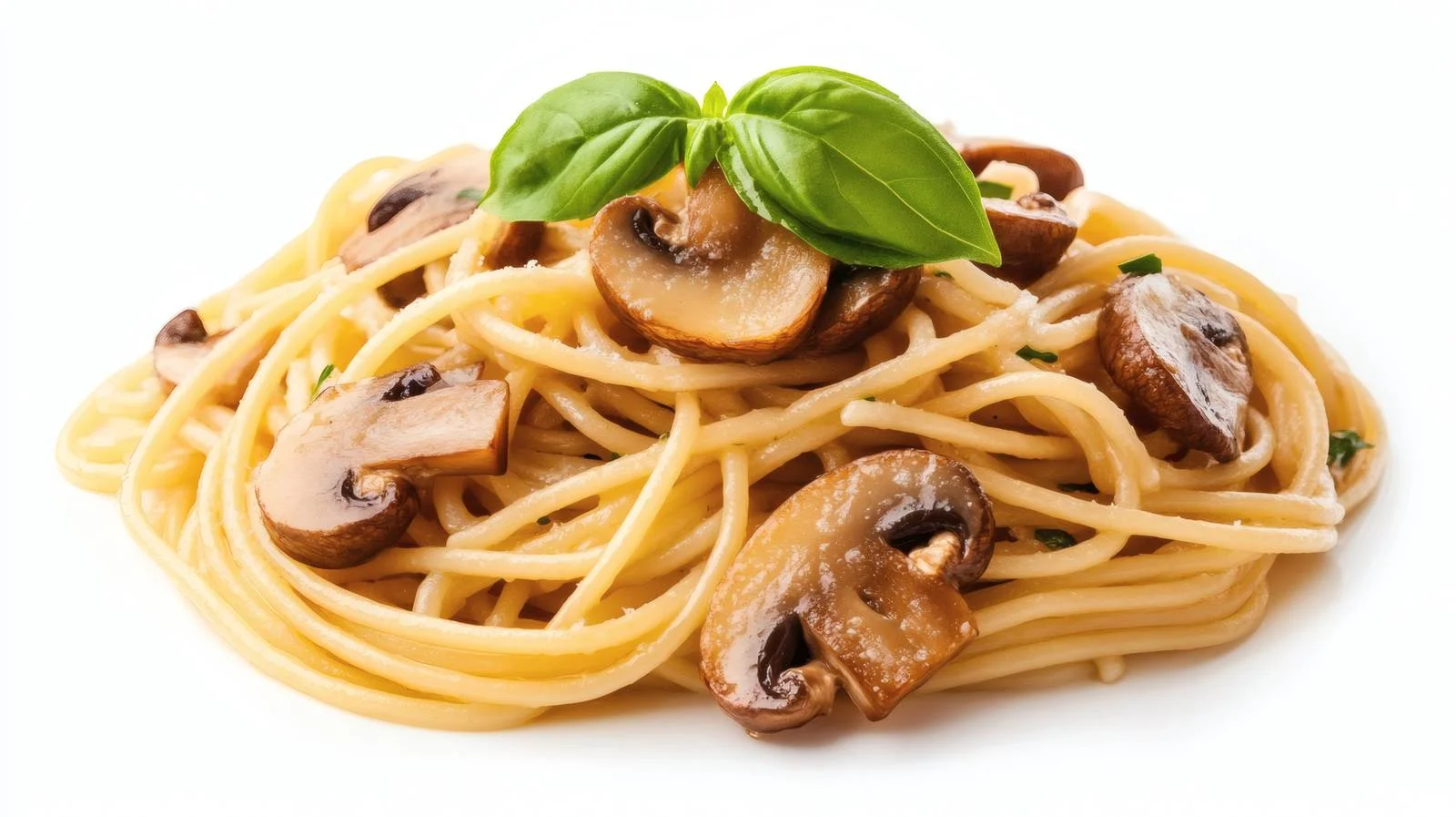 Gourmet Mushroom Spaghetti Pasta on White — free download from Dotvec